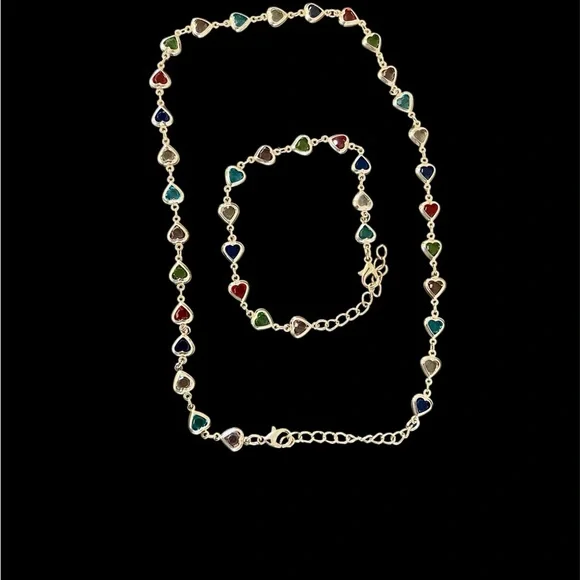Set- Chic Multicolor Beaded Heart Necklace and Bracelet - Picture 7 of 13